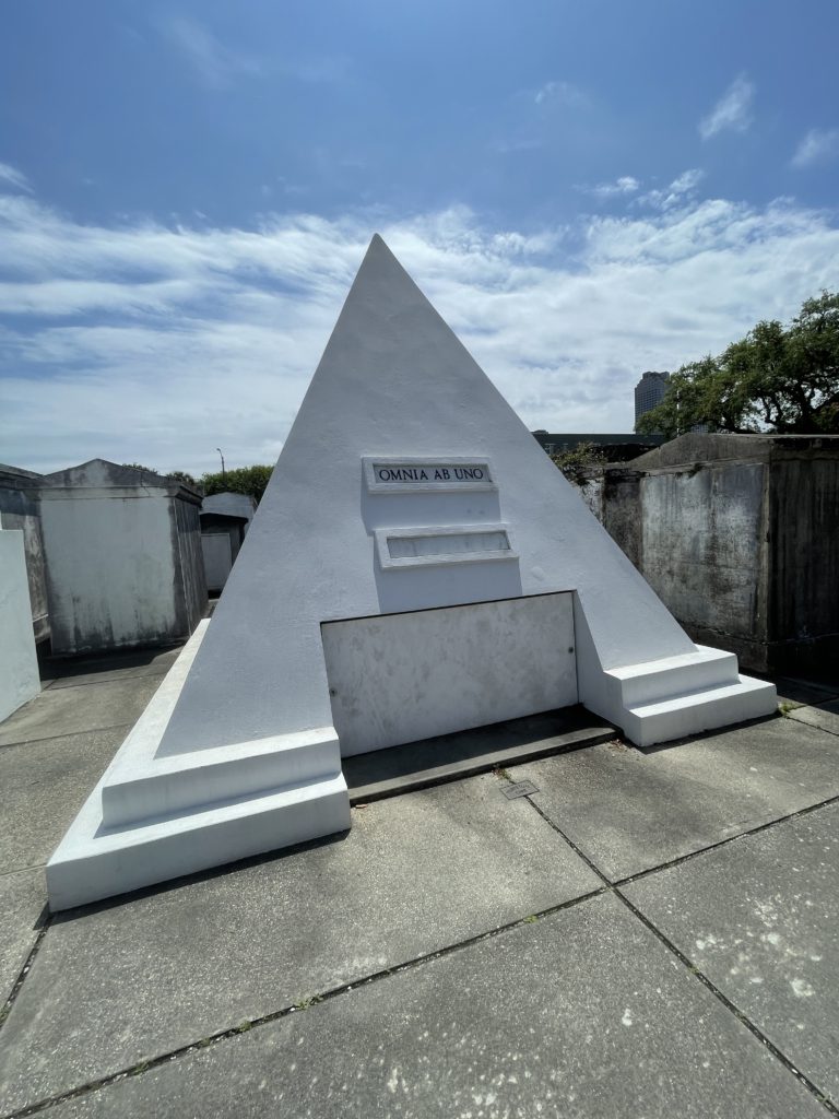 Nicholas Cage's pyramid tomb in St. Louis Cemetery 1